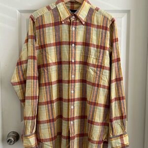 Drakes Madras Cotton-Linen Button-Down Shirt